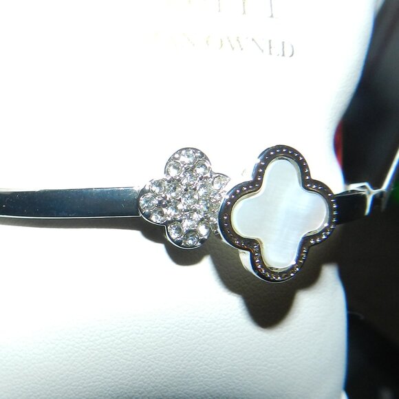 Atterri Sterling Silver & Gold Clover Mother of Pearl Hinged Bracelet🆕 📦🏃🏻💨 - Picture 5 of 16